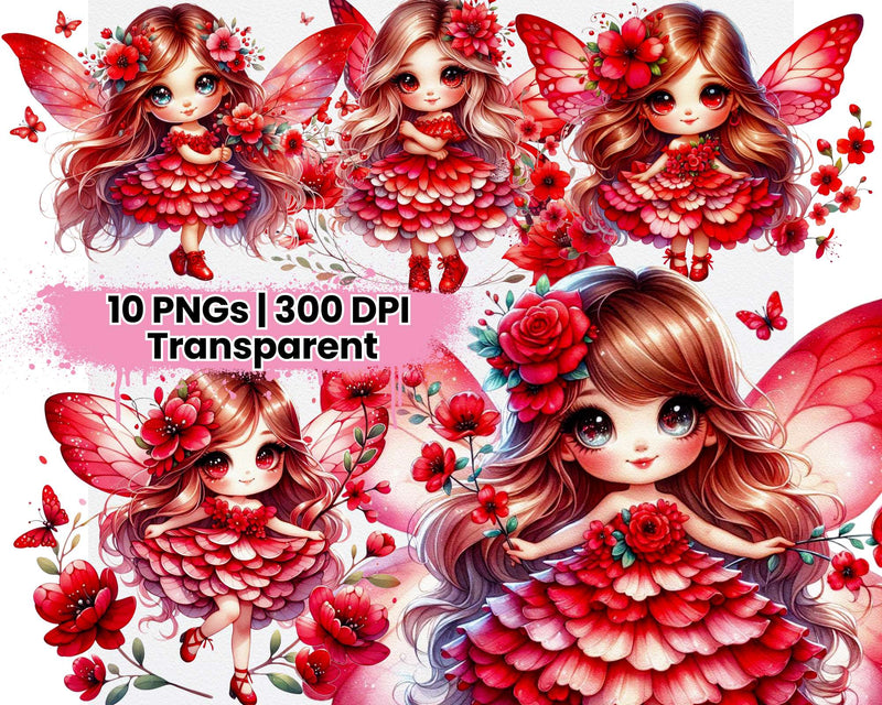Spring Fairies Red Flowers - CraftNest - Digital Crafting and Art