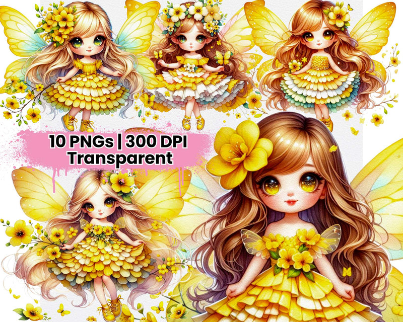 Spring Fairies Yellow Flowers - CraftNest - Digital Crafting and Art