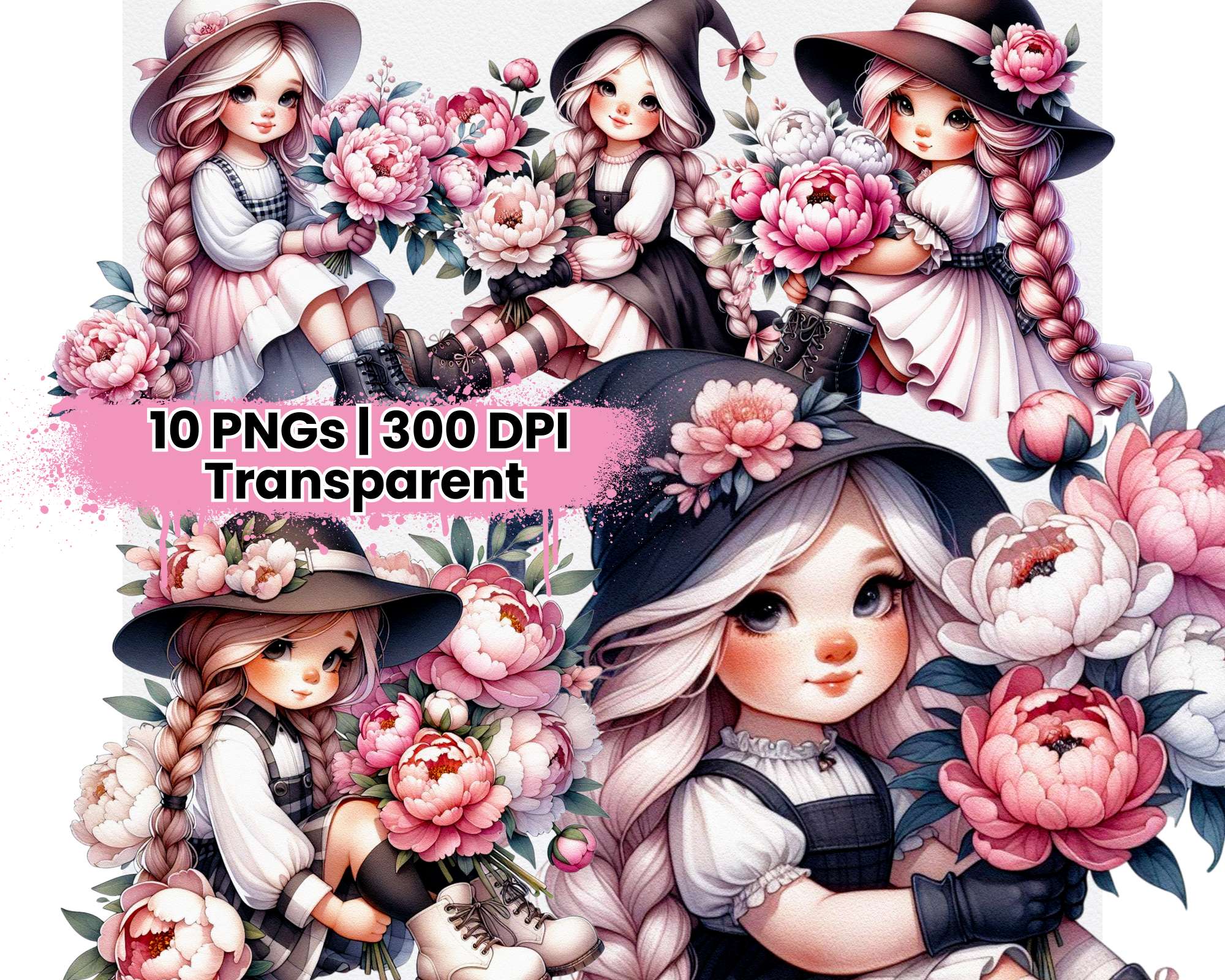 Spring Girl Gnomes Ranunculus - CraftNest - Digital Crafting and Art