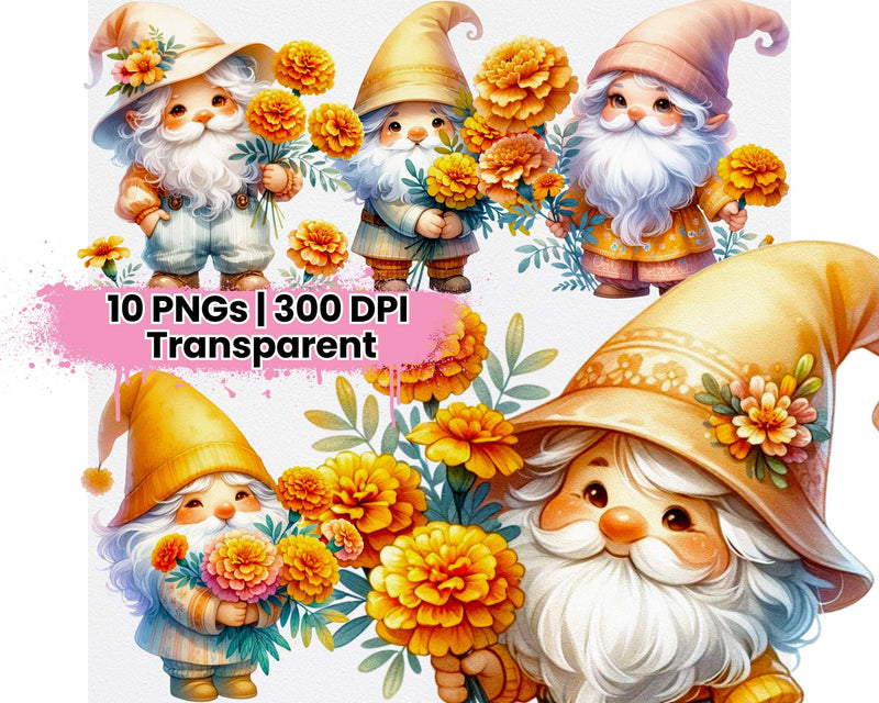 Spring Gnomes Marigolds - CraftNest - Digital Crafting and Art