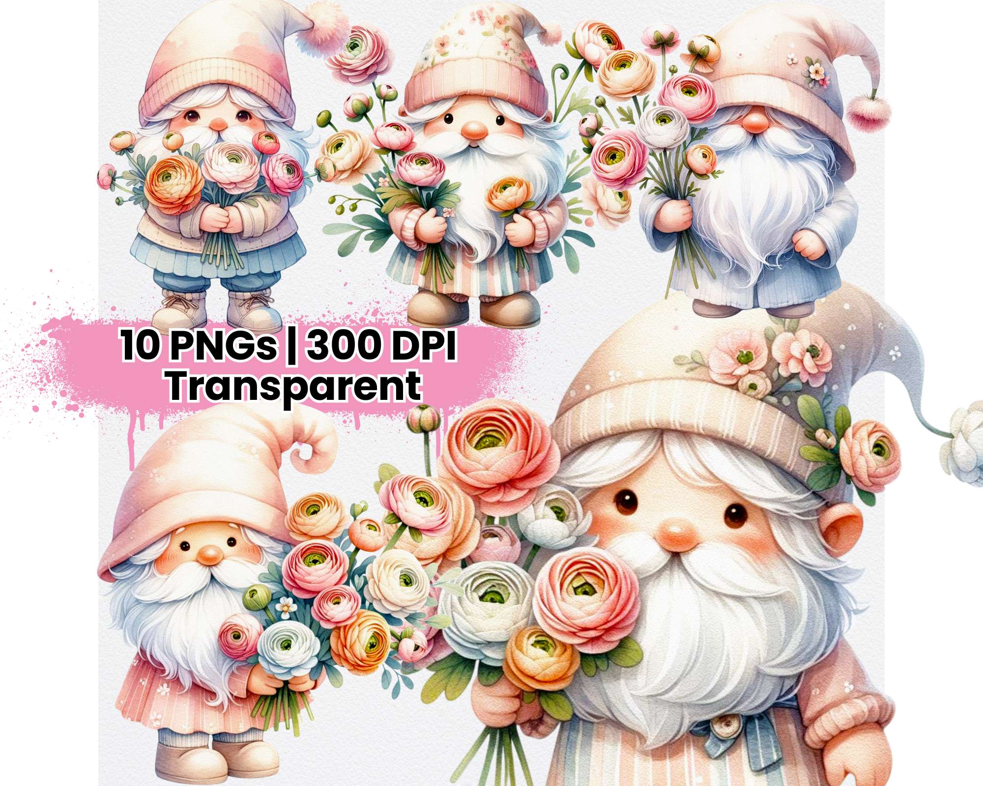 Spring Gnomes Ranunculus - CraftNest - Digital Crafting and Art