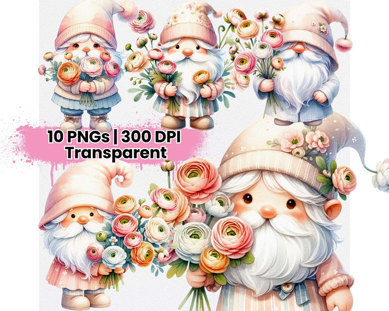 Spring Gnomes Ranunculus - CraftNest - Digital Crafting and Art