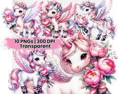 Spring Unicorn Peonies - CraftNest - Digital Crafting and Art