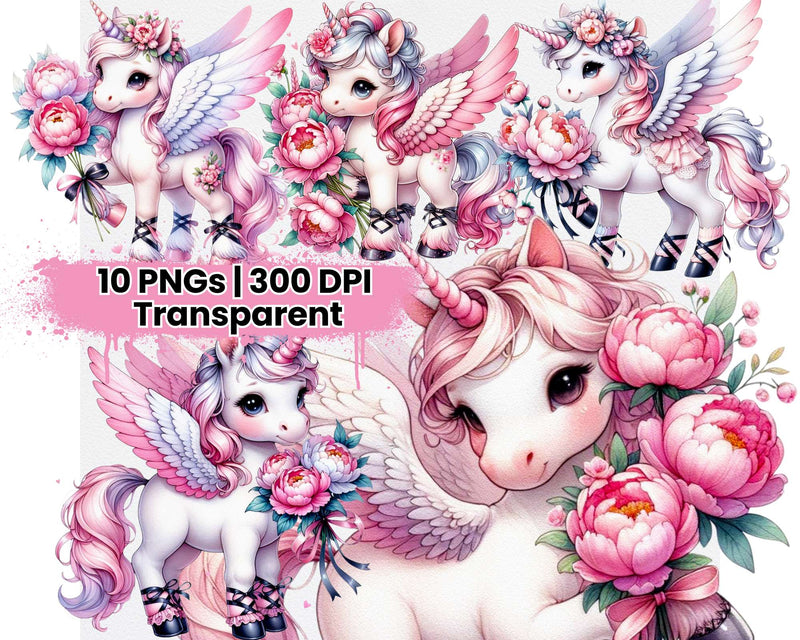 Spring Unicorn Peonies - CraftNest - Digital Crafting and Art