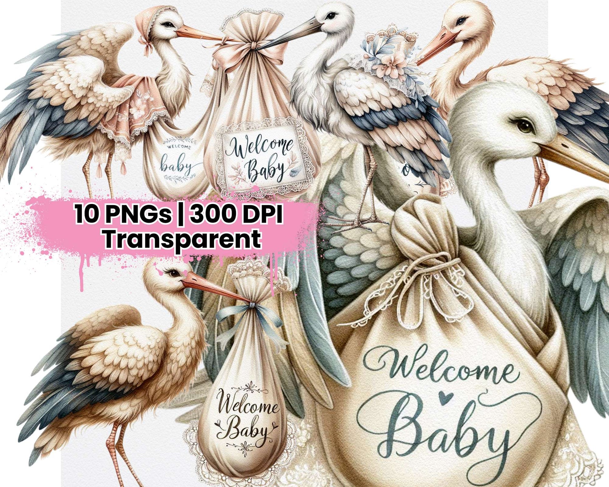 Stork with Swaddle - CraftNest - Digital Crafting and Art