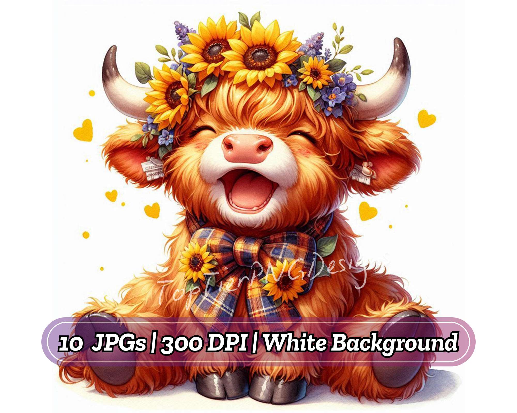 Sunflower Highland Cows Collection - CraftNest - Digital Crafting and Art