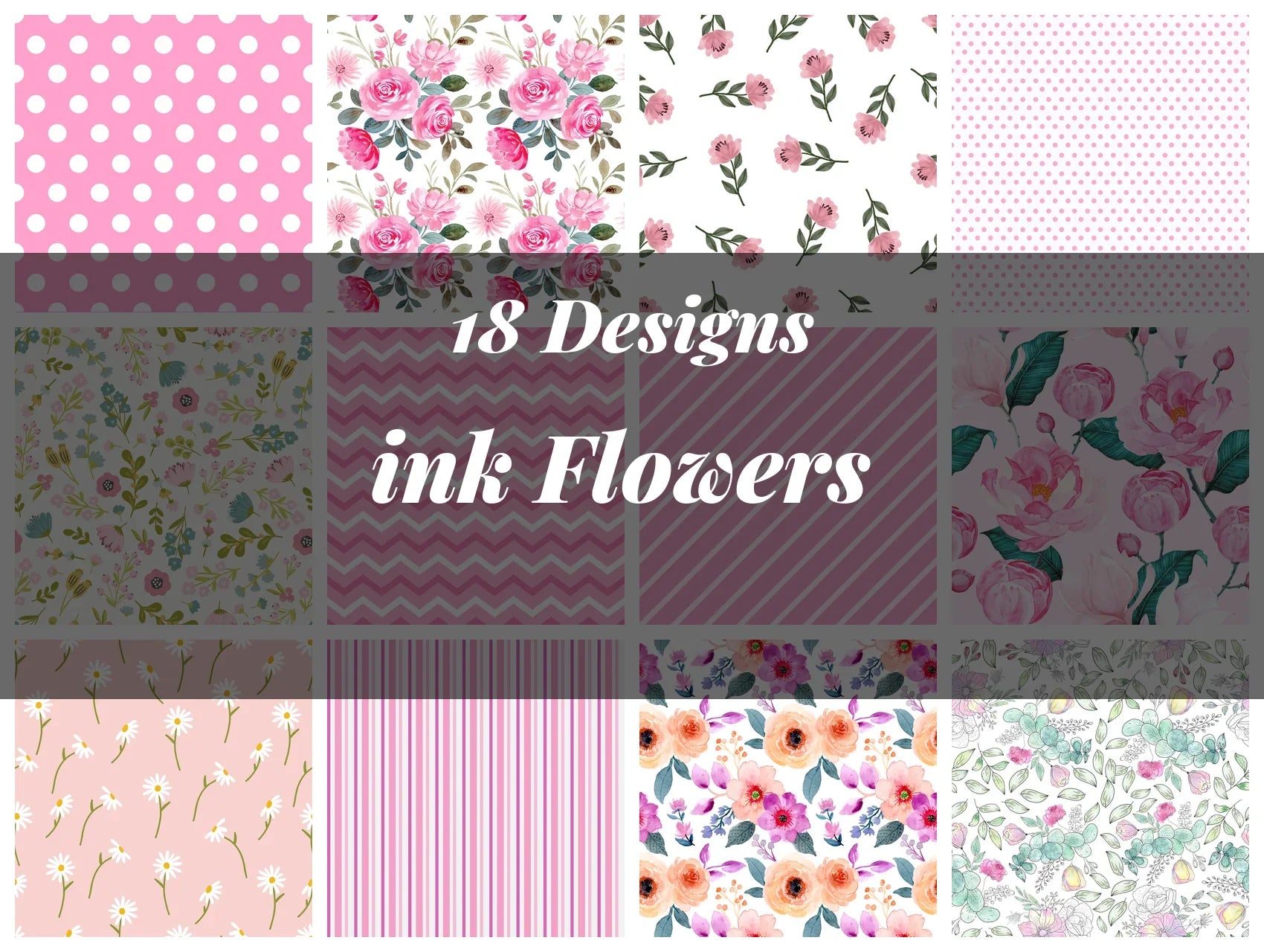 Ink Flowers Seamless Digital Paper - CraftNest - Digital Crafting and Art
