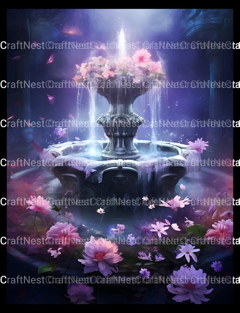 Blooming Fountain Coloring Book - CraftNest - Digital Crafting and Art