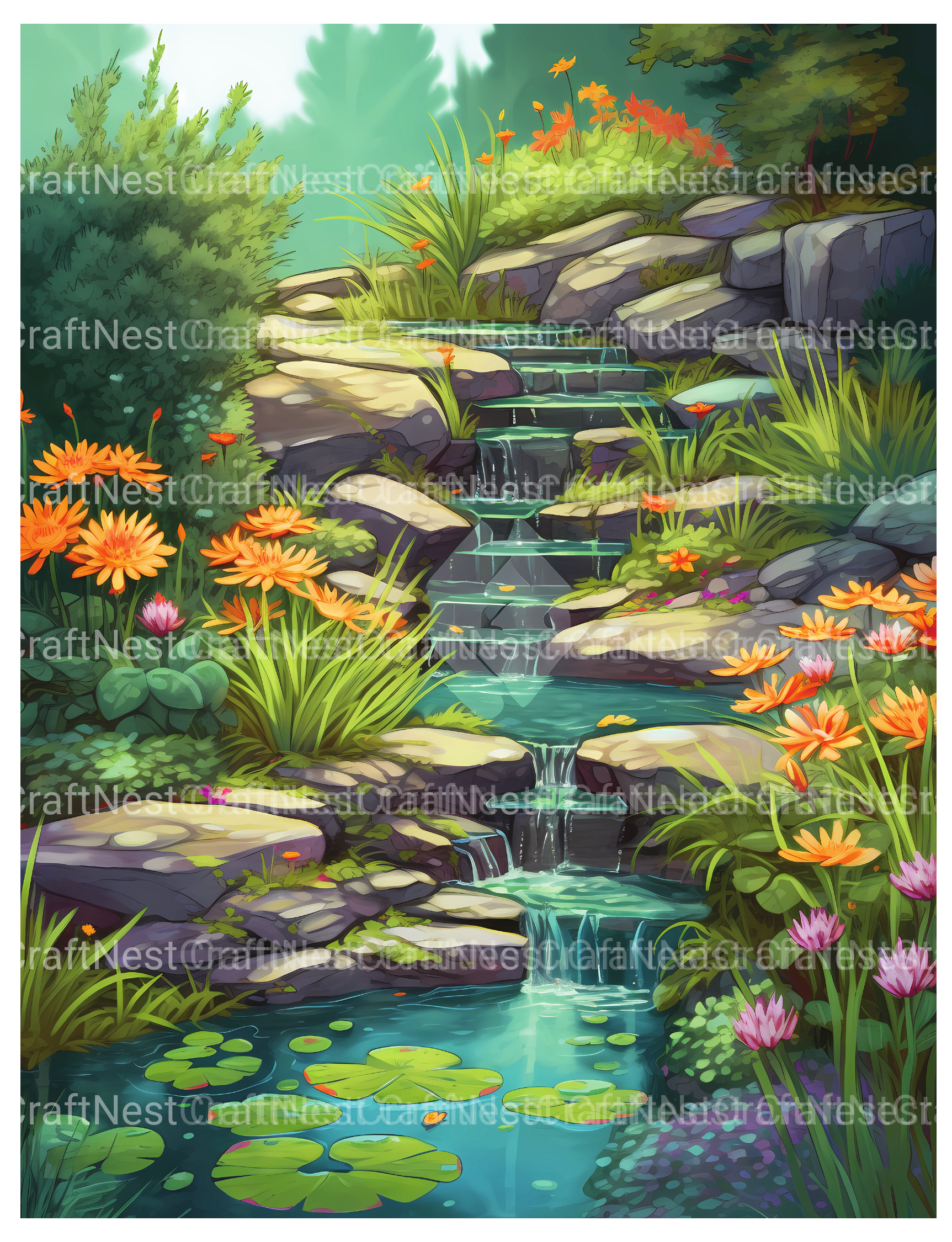Water Garden Coloring Book - CraftNest - Digital Crafting and Art