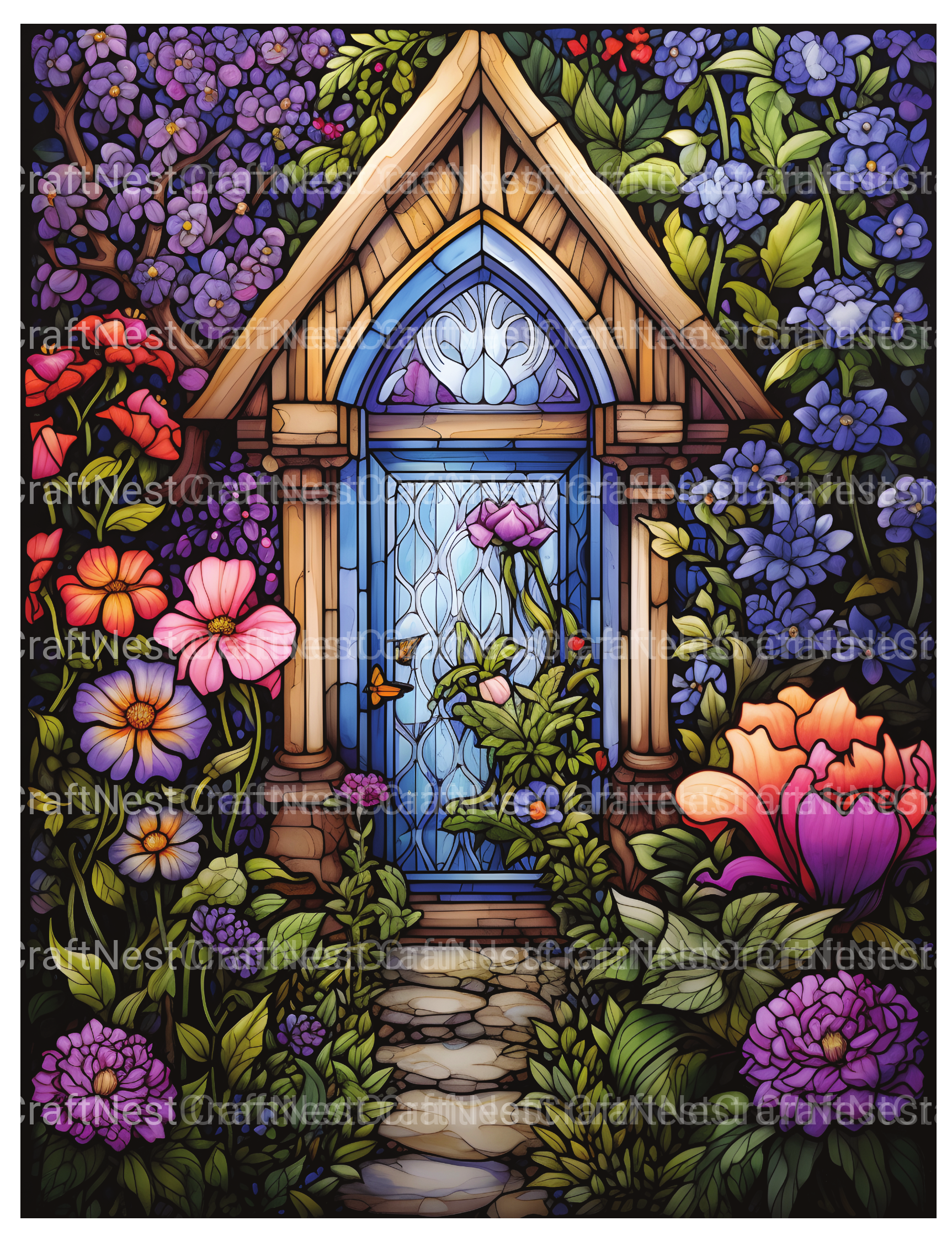Stained Glass Garden Coloring Book - CraftNest - Digital Crafting and Art
