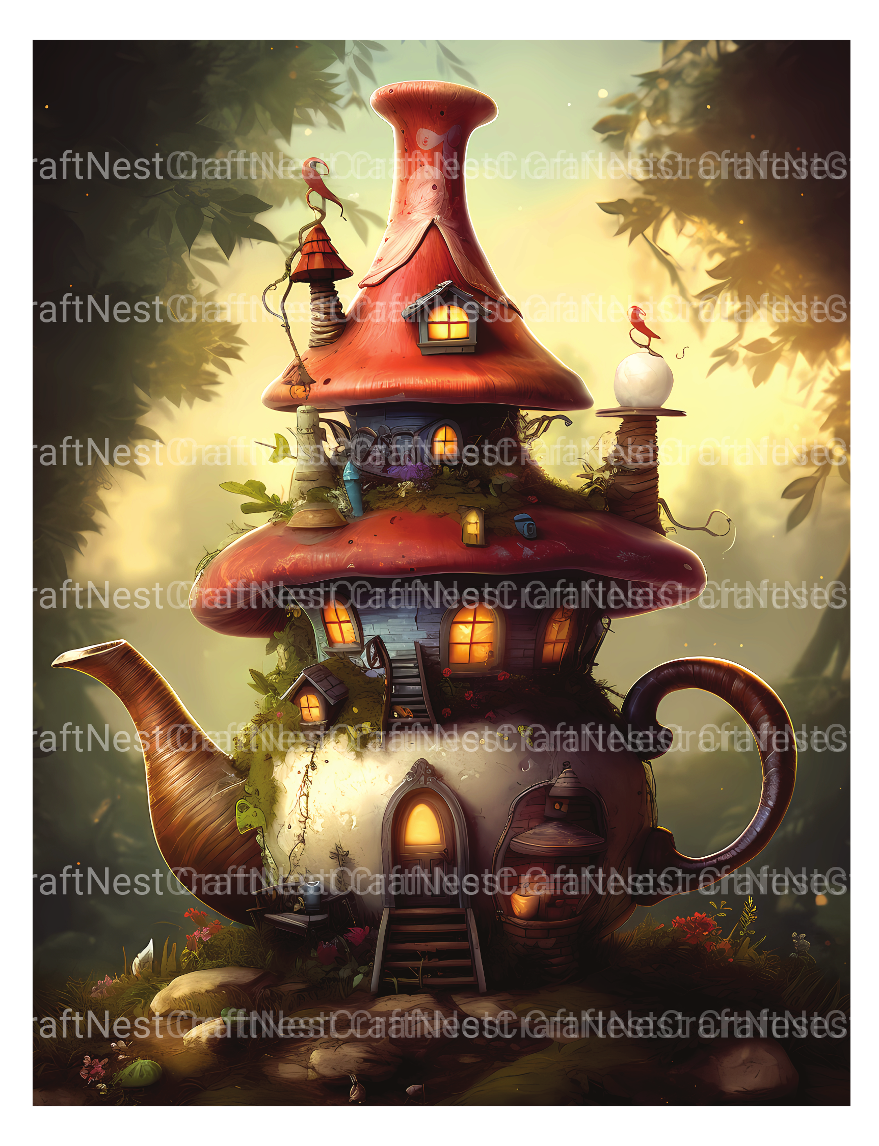 Teapot Fairy House Coloring Book - CraftNest - Digital Crafting and Art
