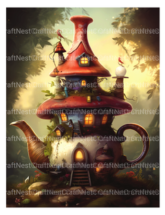 Teapot Fairy House Coloring Book - CraftNest - Digital Crafting and Art