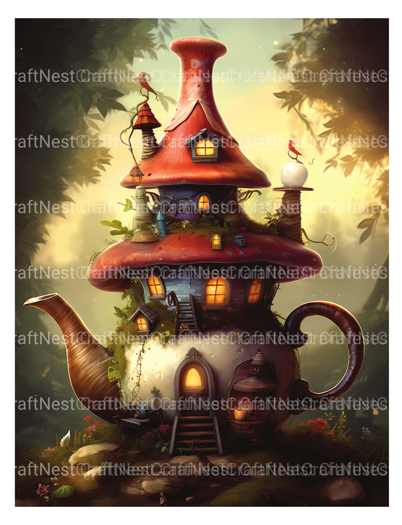 Teapot Fairy House Coloring Book - CraftNest - Digital Crafting and Art