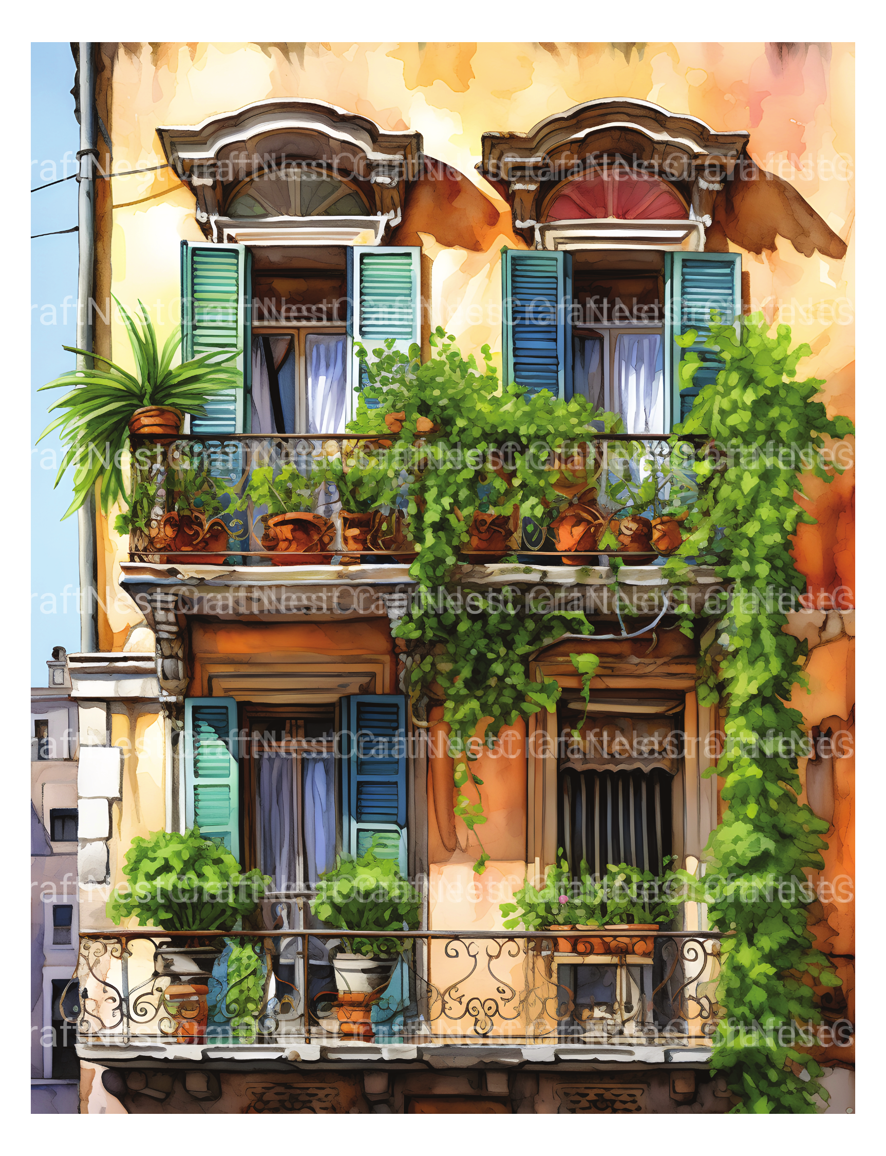 Mediterranean Windows Coloring Book - CraftNest - Digital Crafting and Art