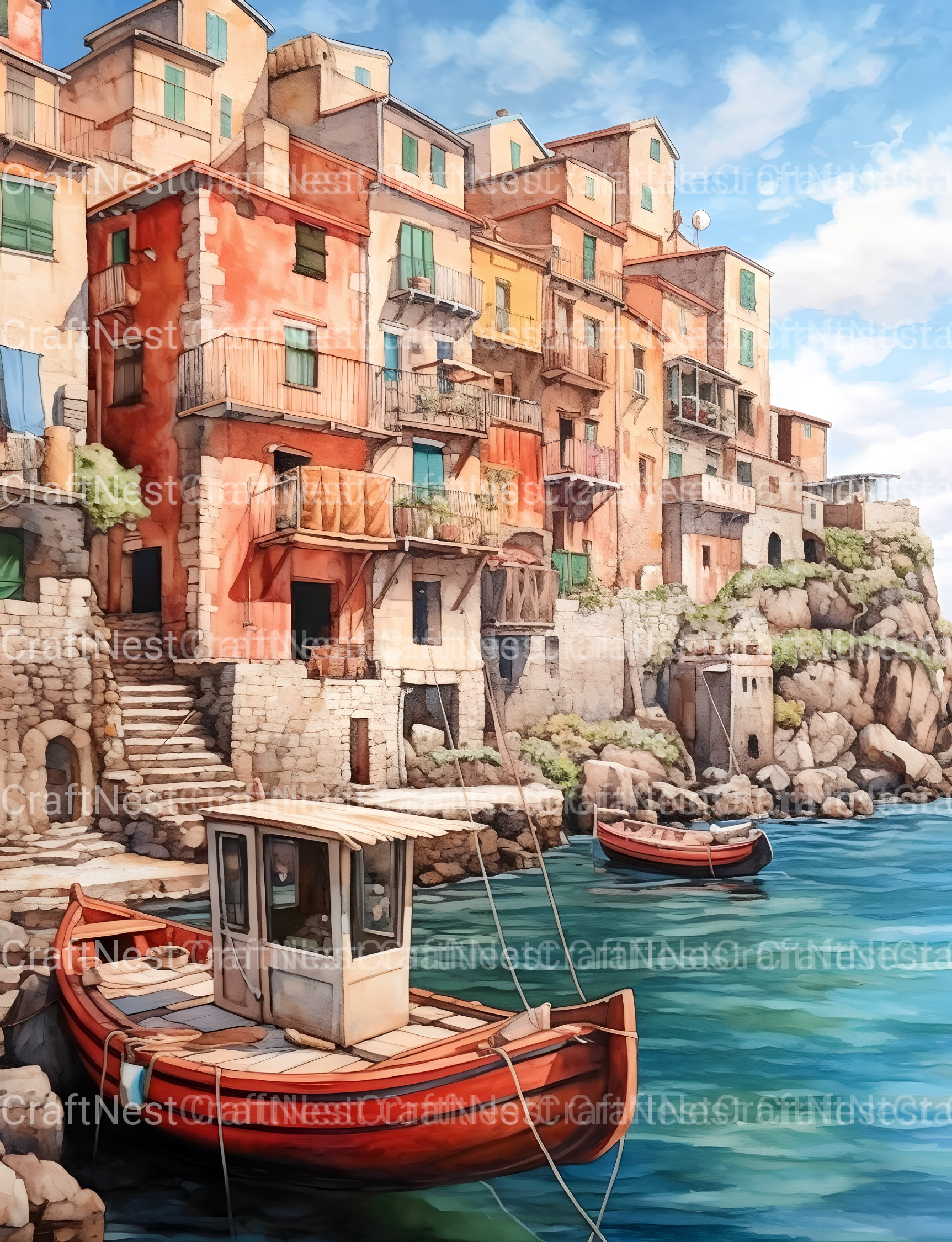 Italian Coastal Villages Coloring Book - CraftNest - Digital Crafting and Art