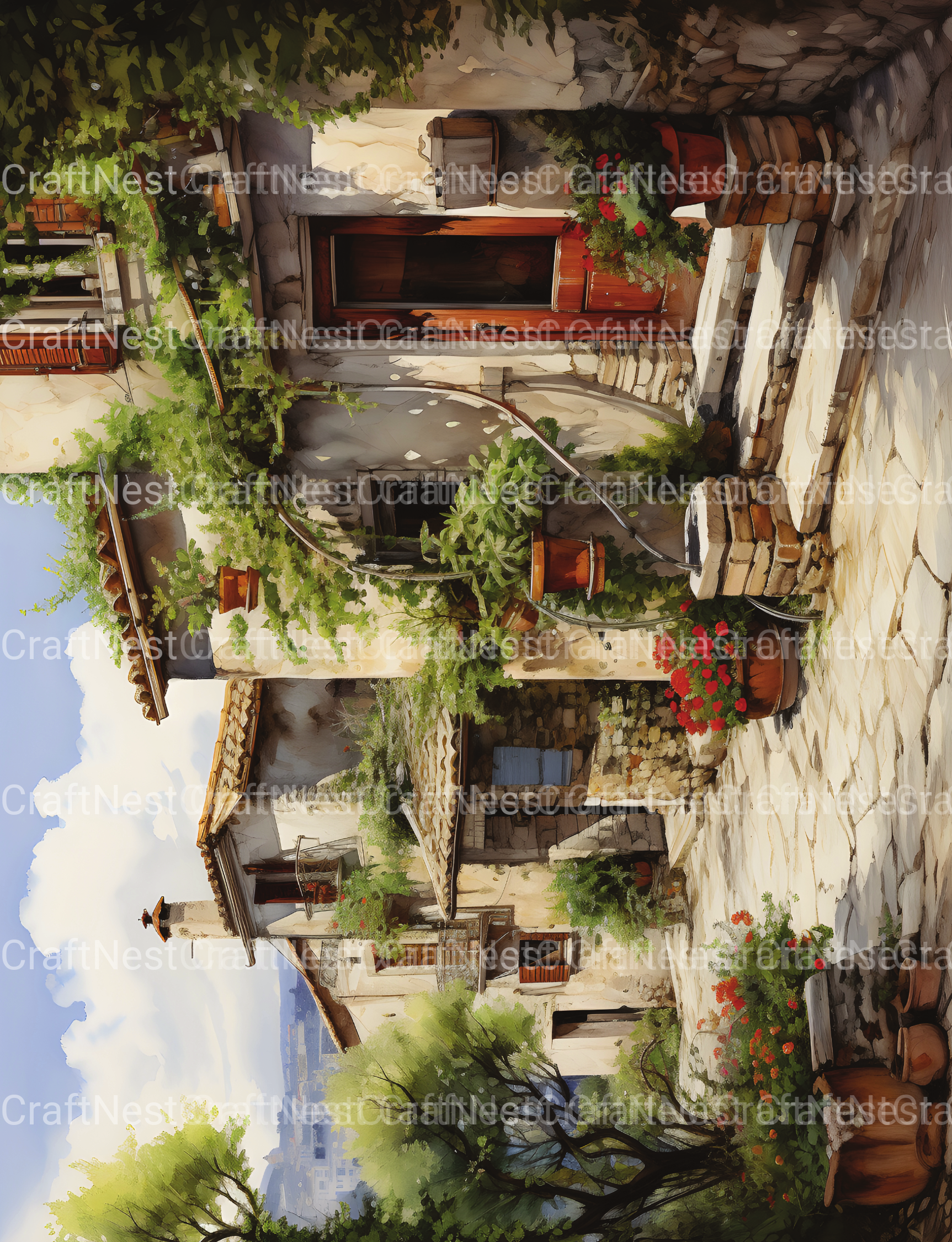 Italian Village Landscapes Coloring Book - CraftNest - Digital Crafting and Art