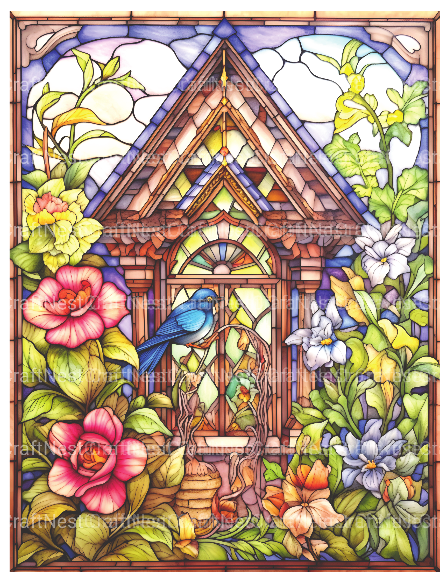 Stained Glass Garden Coloring Book - CraftNest - Digital Crafting and Art