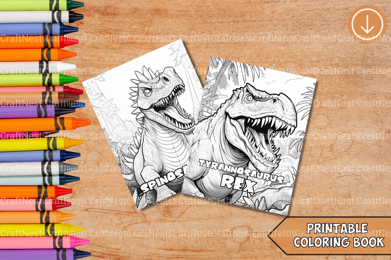 Kids Dinosaur Coloring Book - CraftNest - Digital Crafting and Art