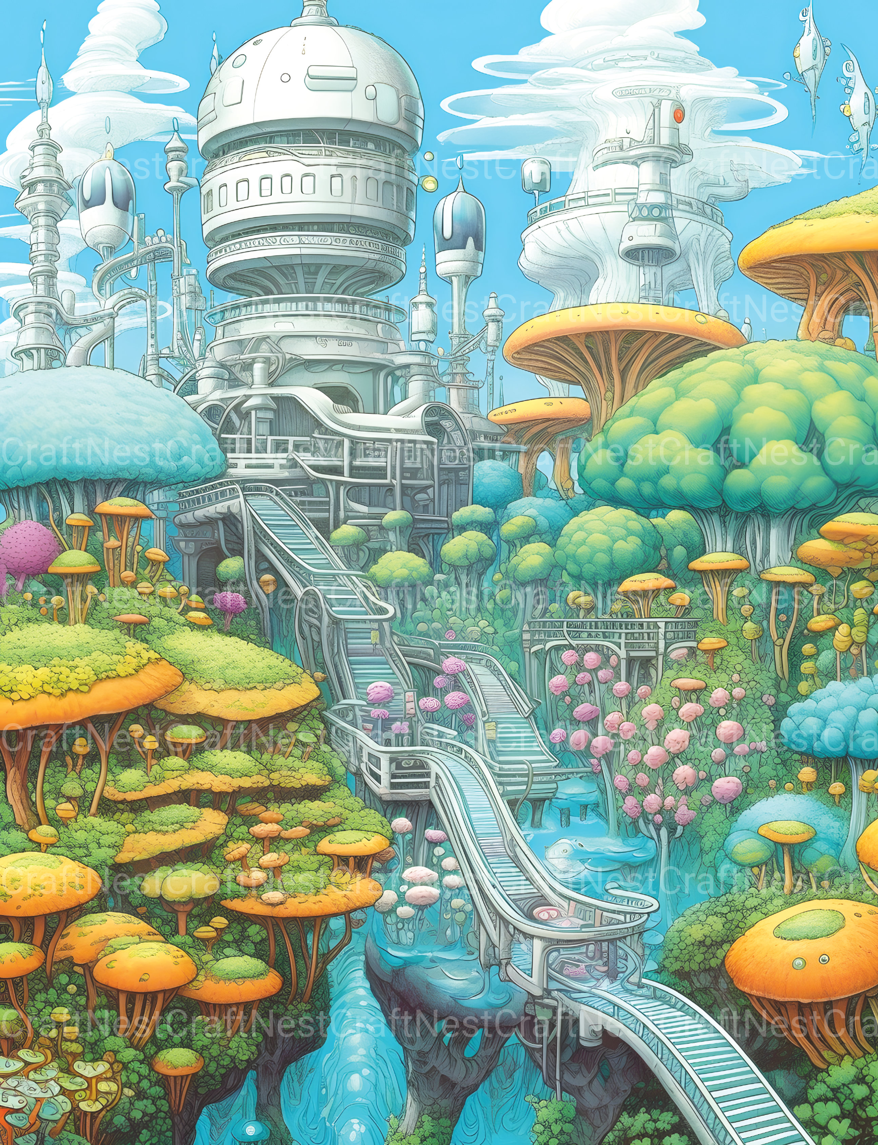 Sci-Fi Landscape Coloring Book - CraftNest - Digital Crafting and Art