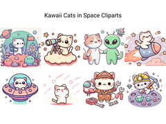 Kawaii Cats In Space Clipart - CraftNest - Digital Crafting and Art