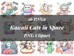 Kawaii Cats In Space Clipart - CraftNest - Digital Crafting and Art