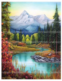 Mountain Scenery Coloring Book - CraftNest - Digital Crafting and Art