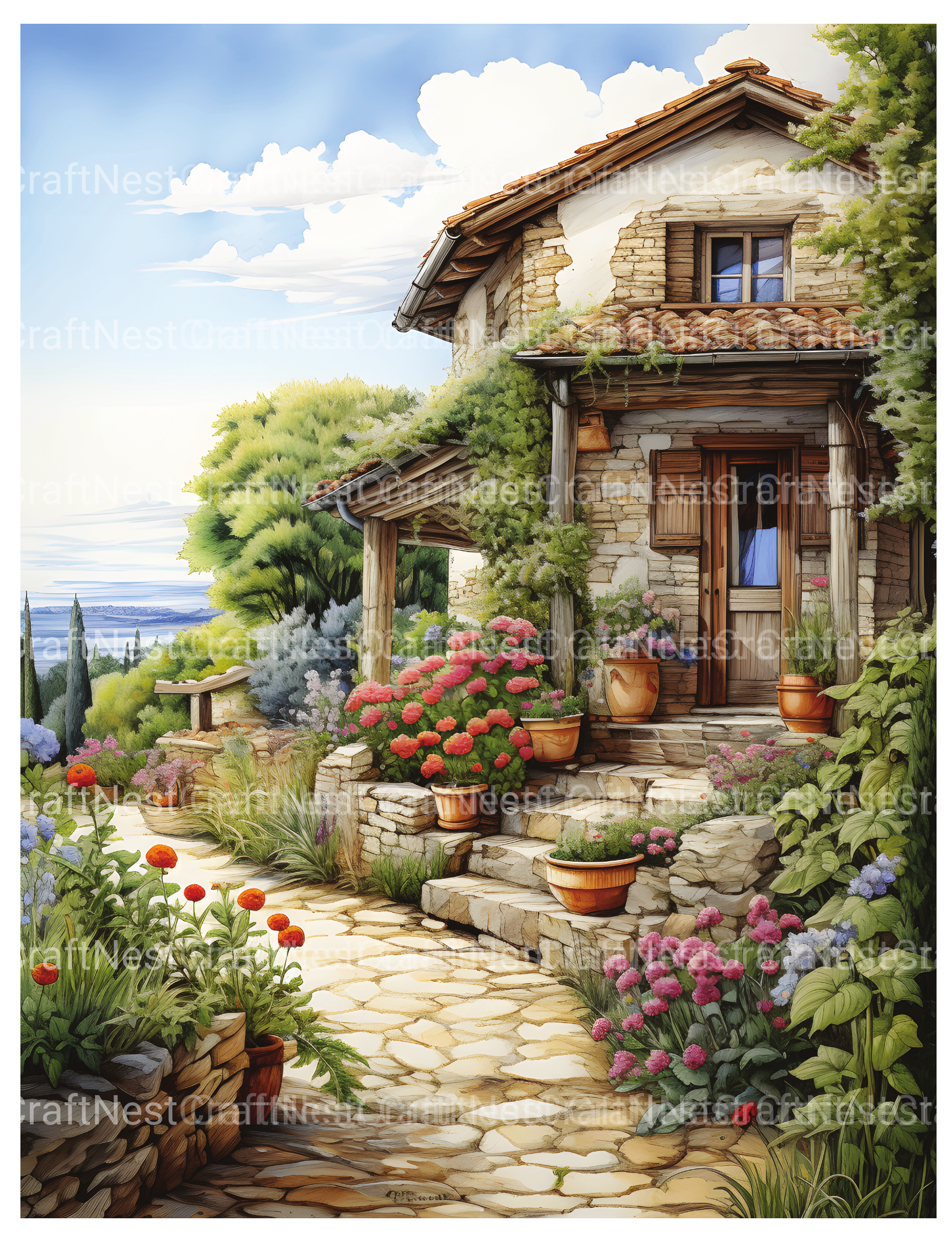 Italian Houses Coloring Book - CraftNest - Digital Crafting and Art