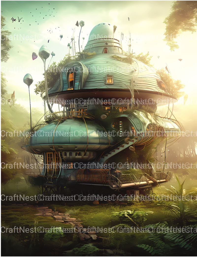 Futuristic Fairy House Coloring Book - CraftNest - Digital Crafting and Art