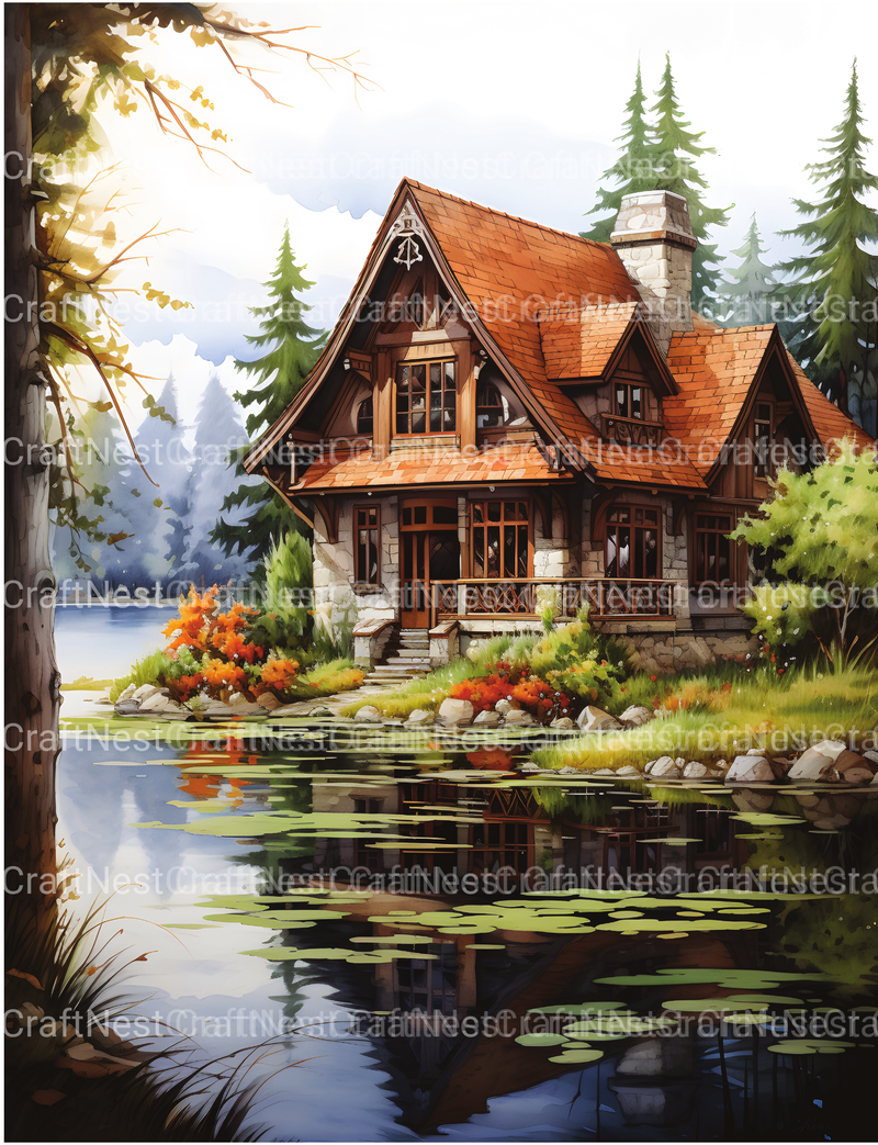 Lake Houses Coloring Book - CraftNest - Digital Crafting and Art