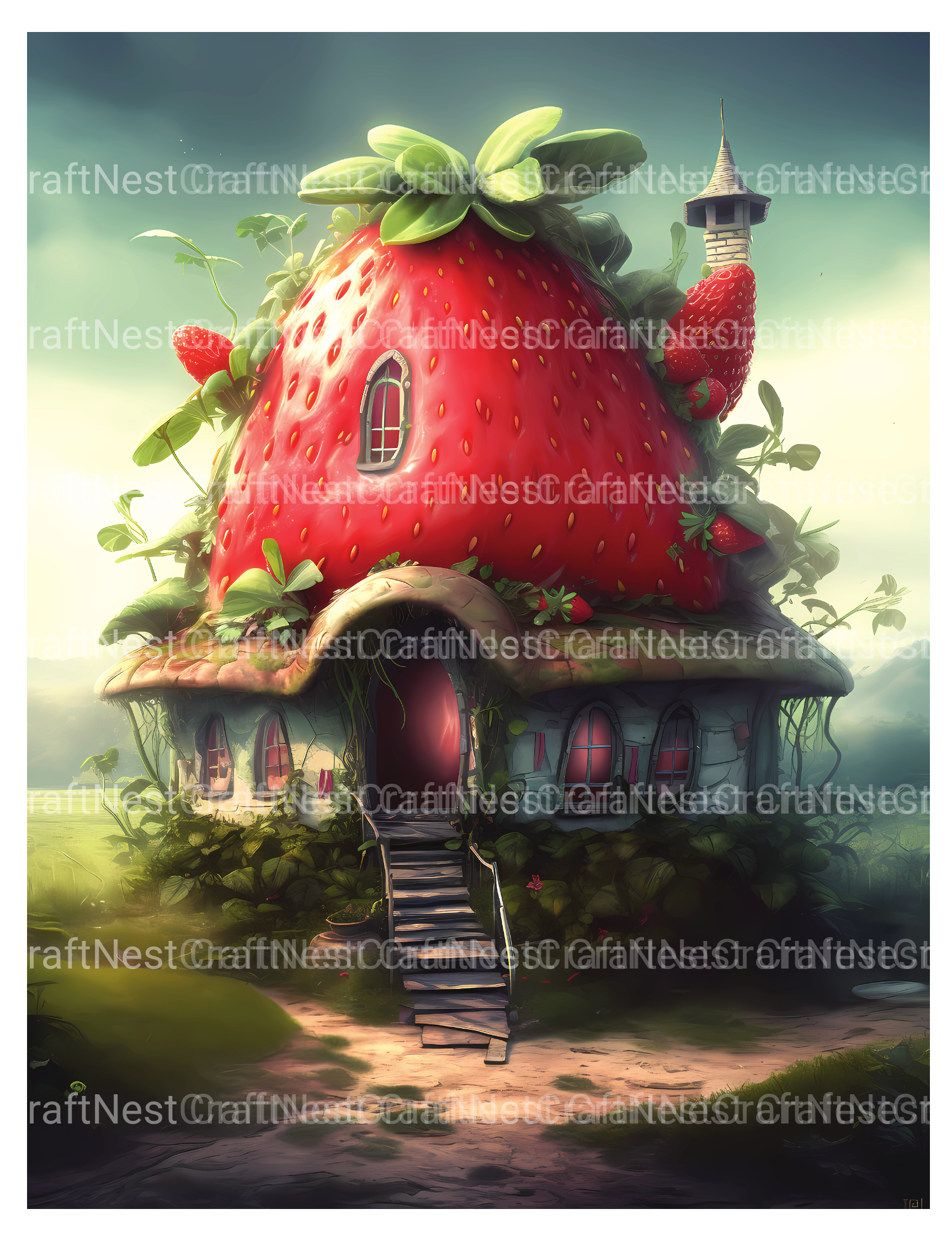 Strawberry Fairy House Coloring Book