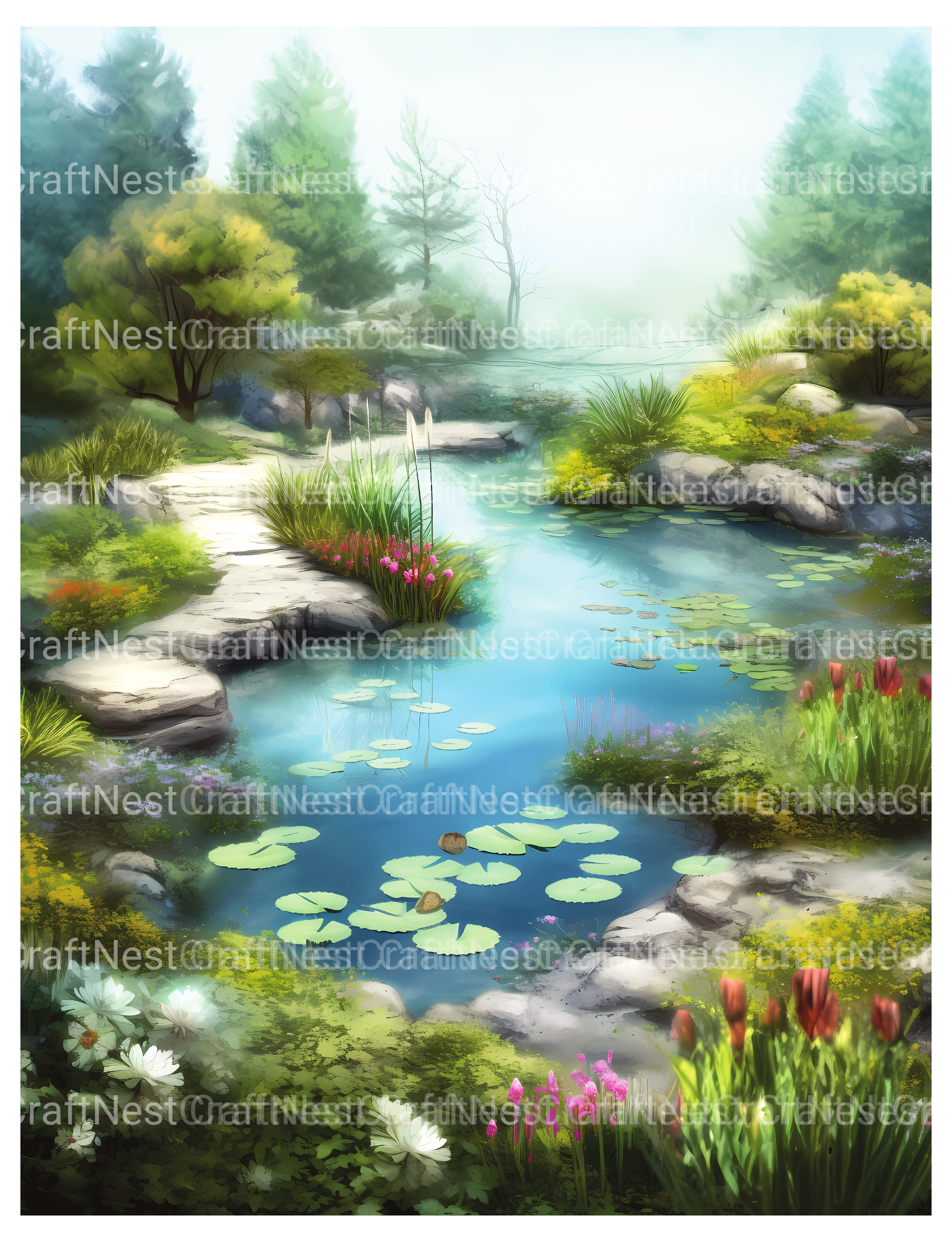 Water Garden Coloring Book - CraftNest - Digital Crafting and Art