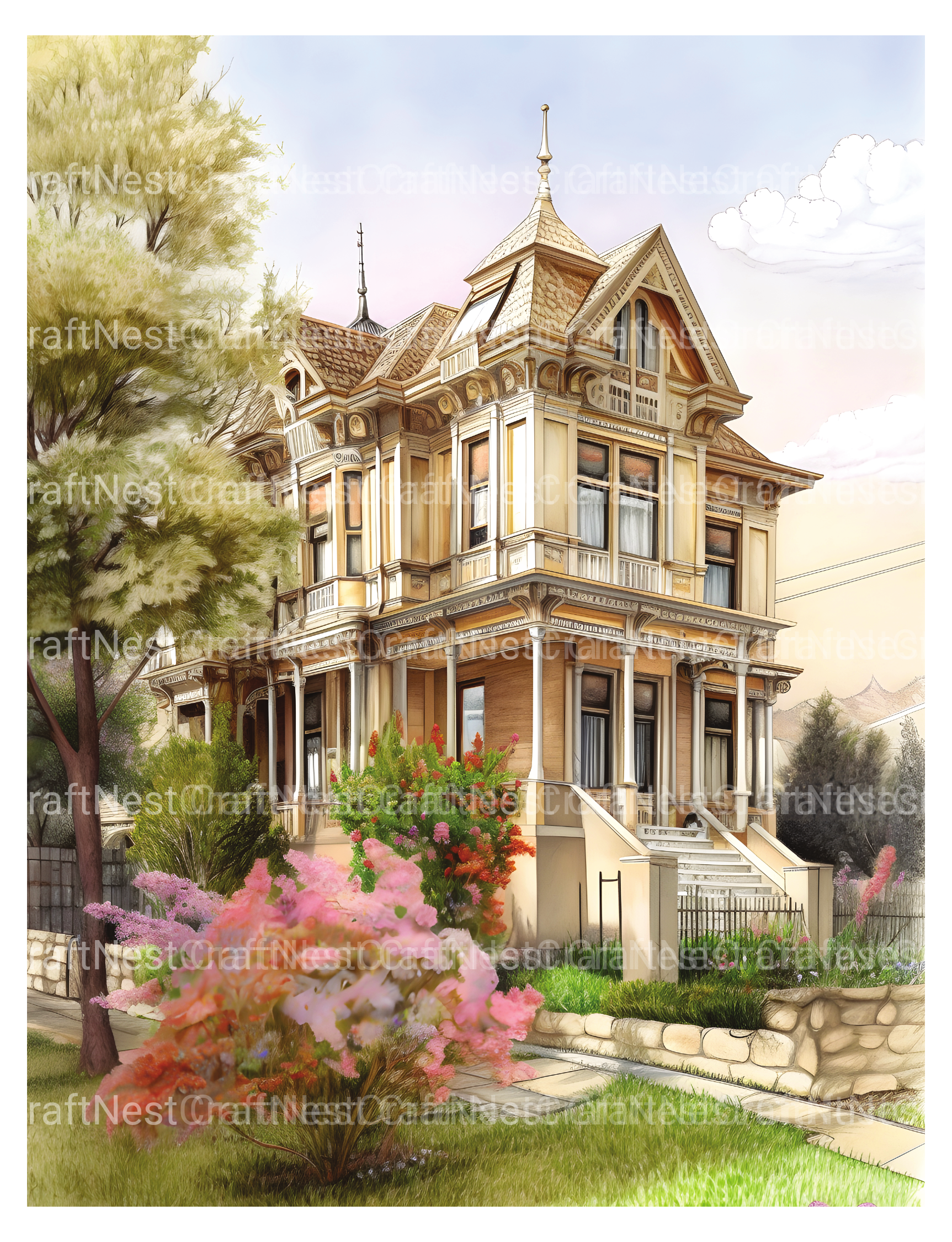 Victorian Style Houses Coloring Book
