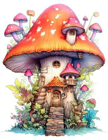 Magical Mushroom House Coloring Book - CraftNest - Digital Crafting and Art