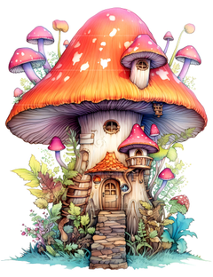 Magical Mushroom House Coloring Book - CraftNest - Digital Crafting and Art