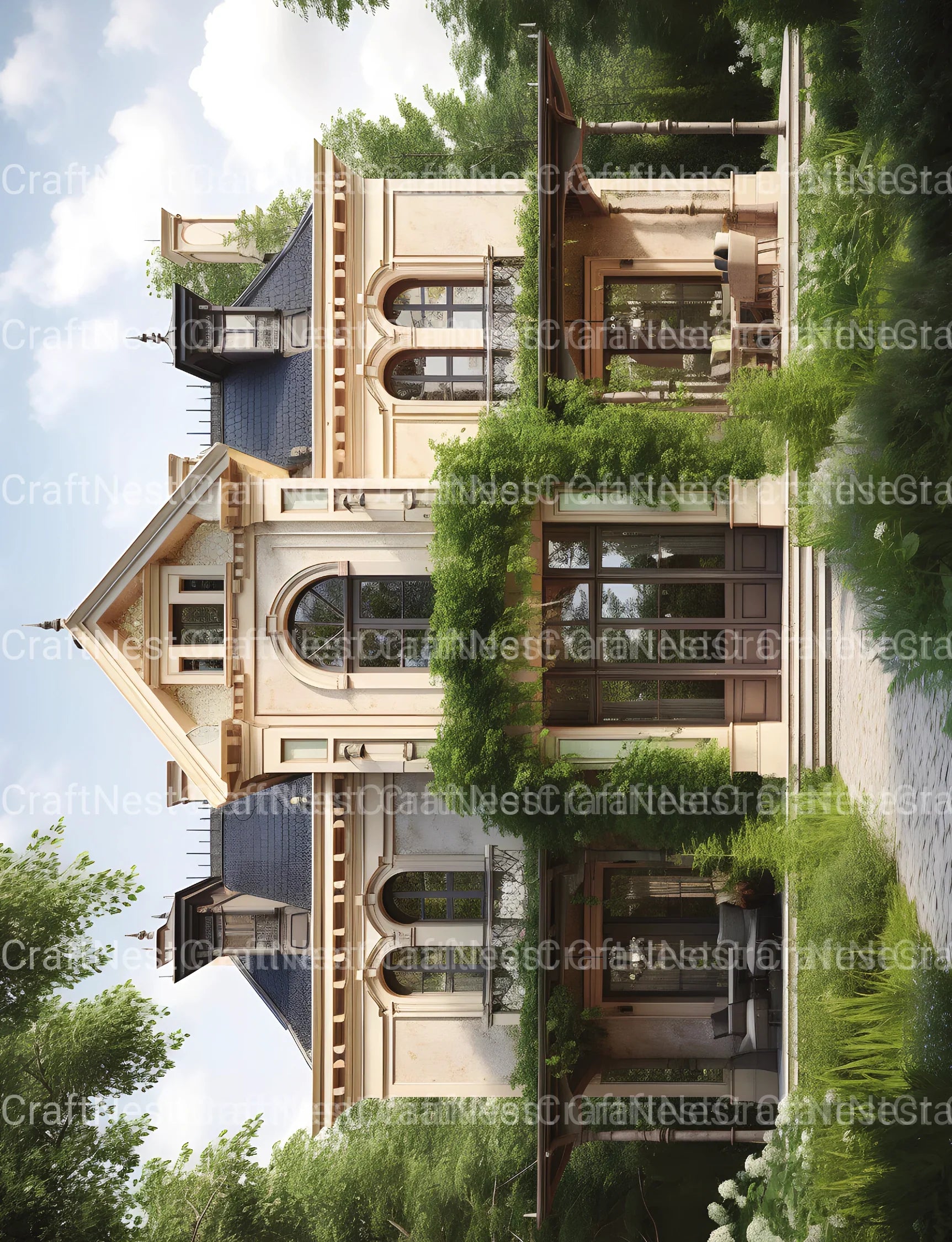 Luxury Villas Landscape Coloring Book - CraftNest - Digital Crafting and Art