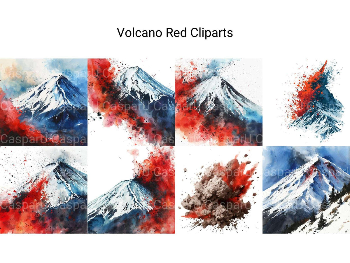 Red Volcano Set Volcano Red Clipart
