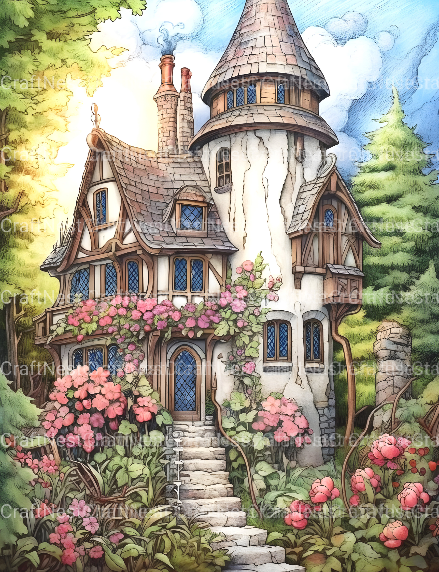 Gothic Houses Coloring Book - CraftNest - Digital Crafting and Art