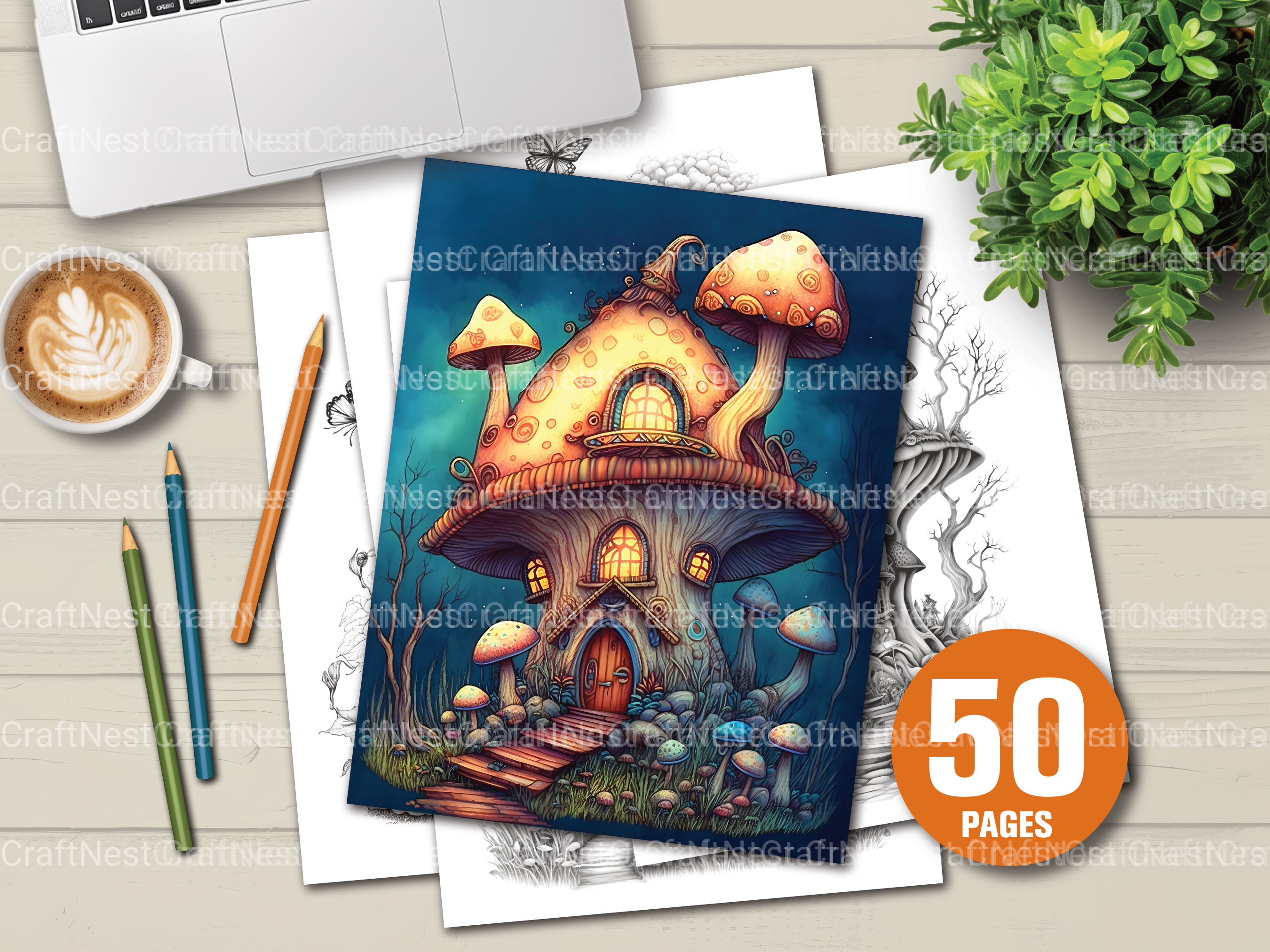 Magical Mushroom House Coloring Book