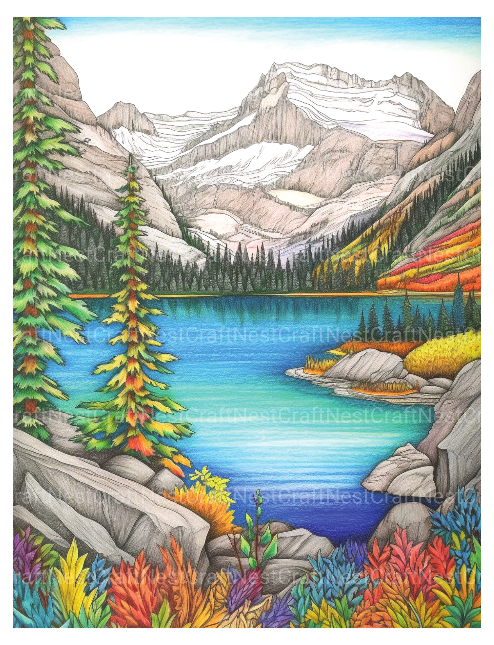 Mountain Landscapes Coloring Book - CraftNest - Digital Crafting and Art