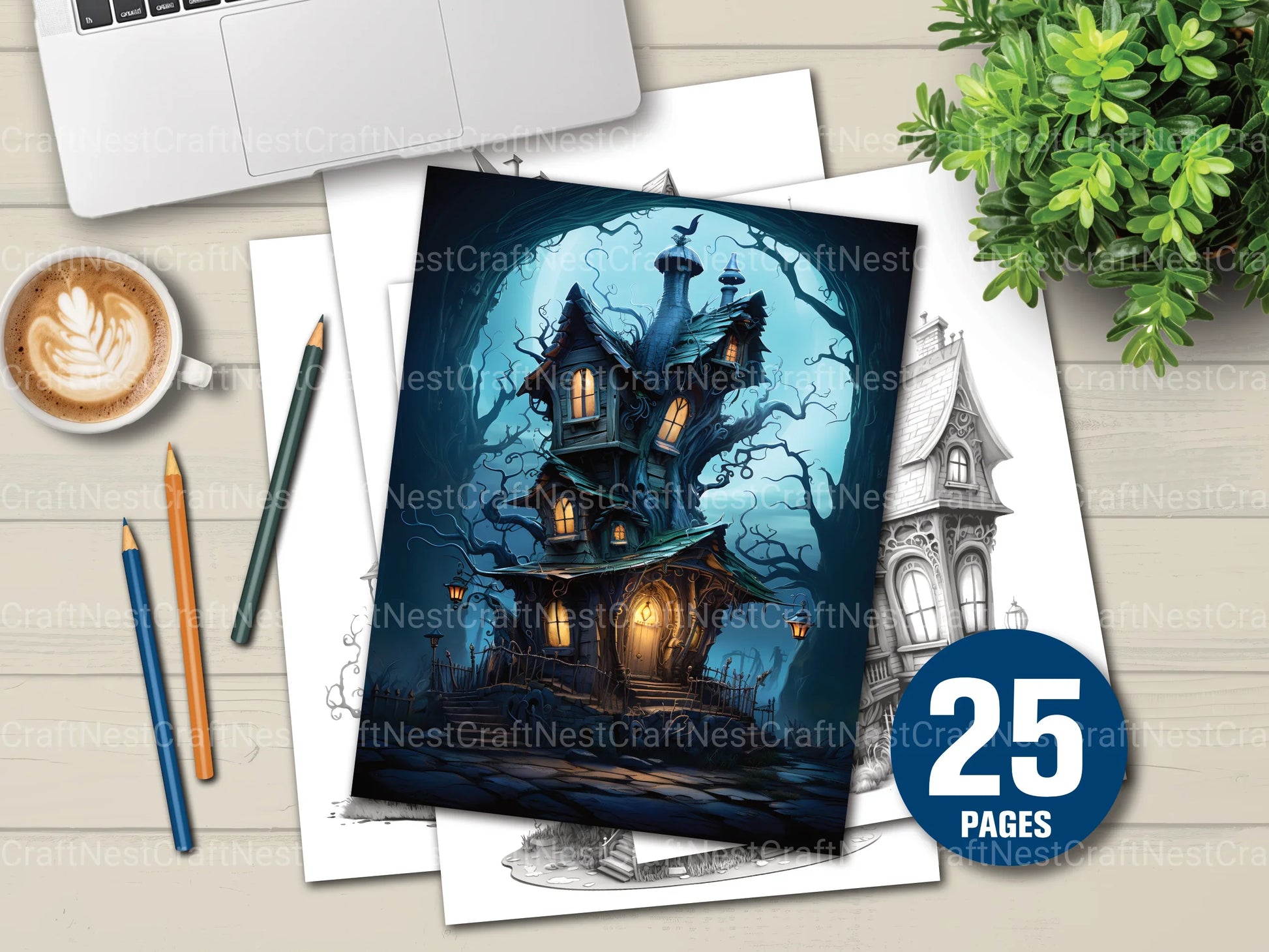 Haunted House Coloring Book - CraftNest - Digital Crafting and Art