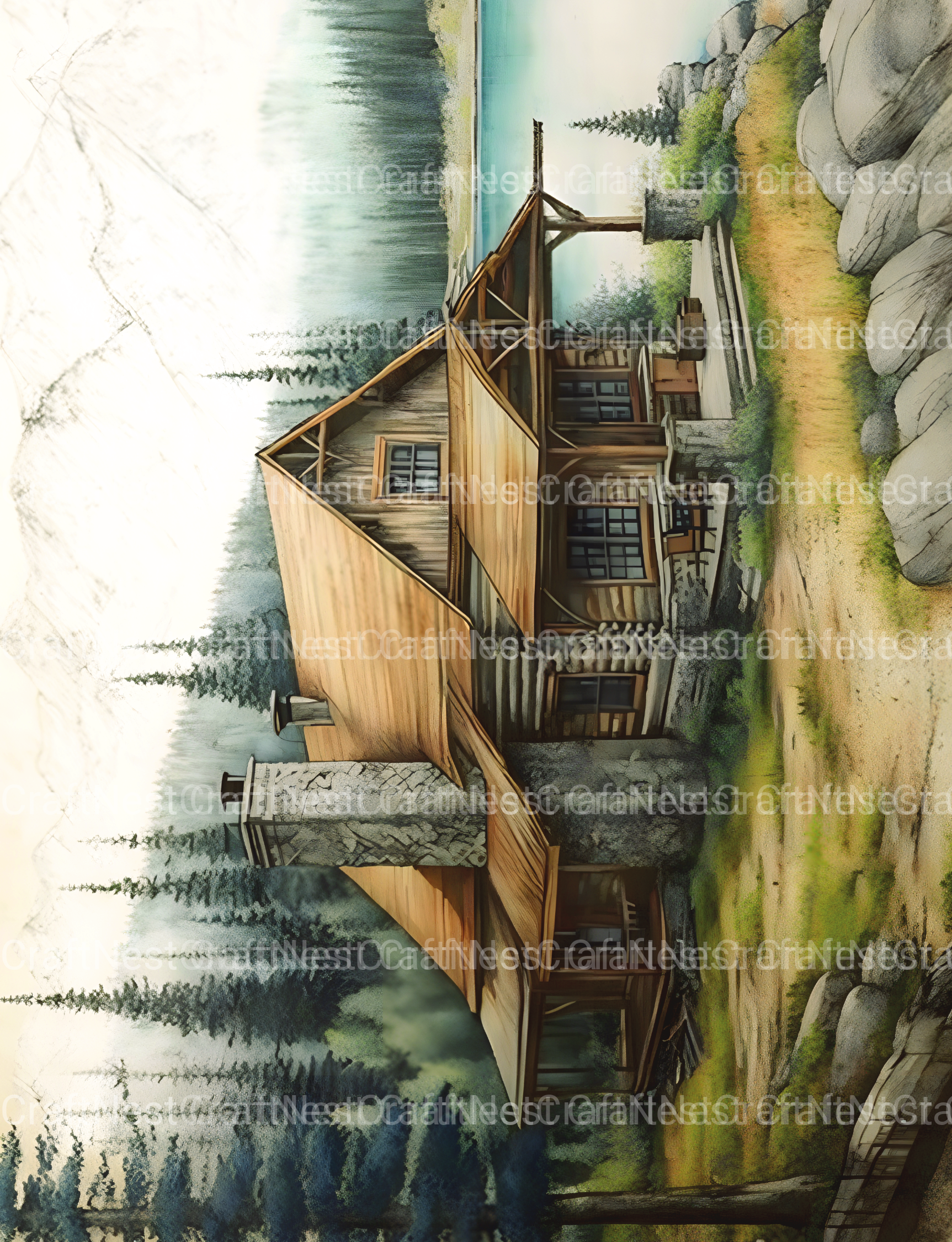 Cabin Landscapes Coloring Book - CraftNest - Digital Crafting and Art