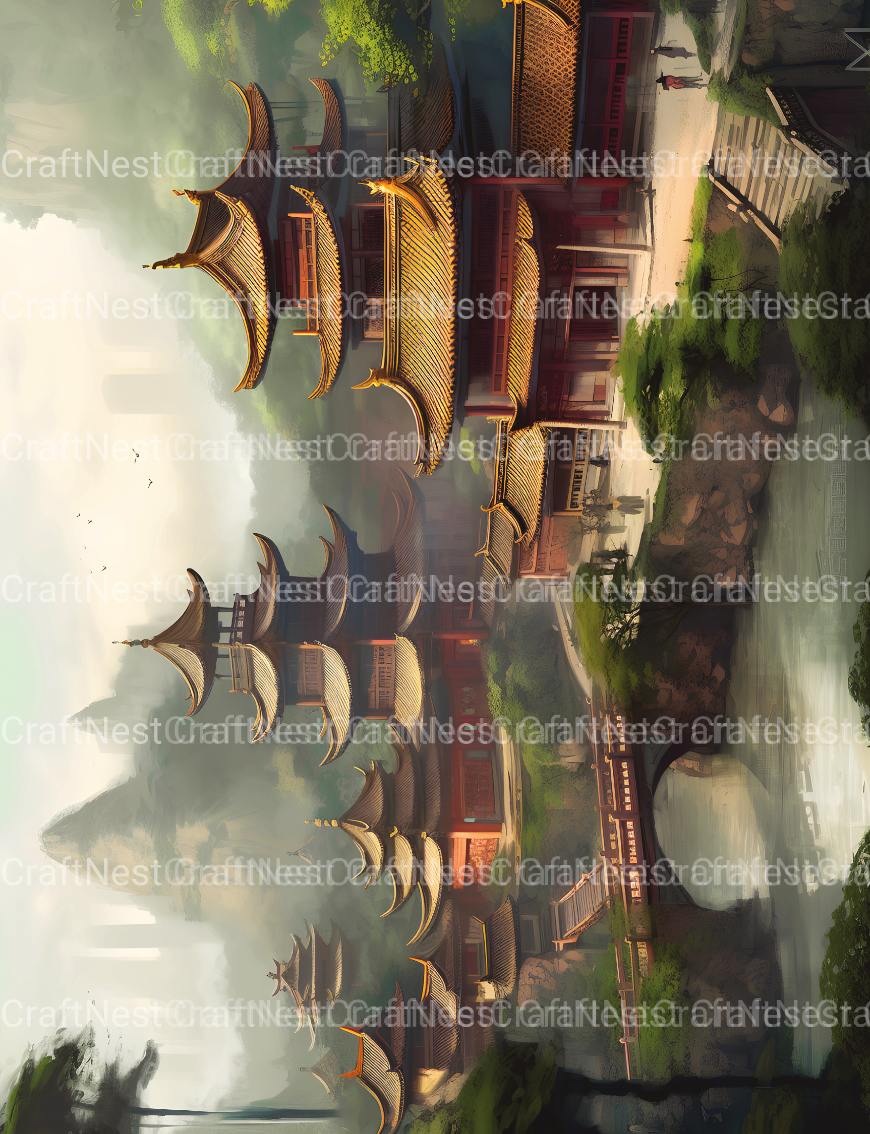 Old Chinese Village Coloring Book - CraftNest - Digital Crafting and Art