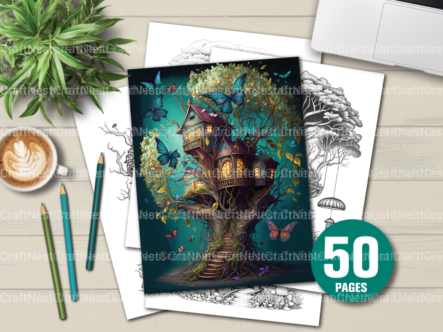 Treehouse Coloring Book 2 - CraftNest - Digital Crafting and Art