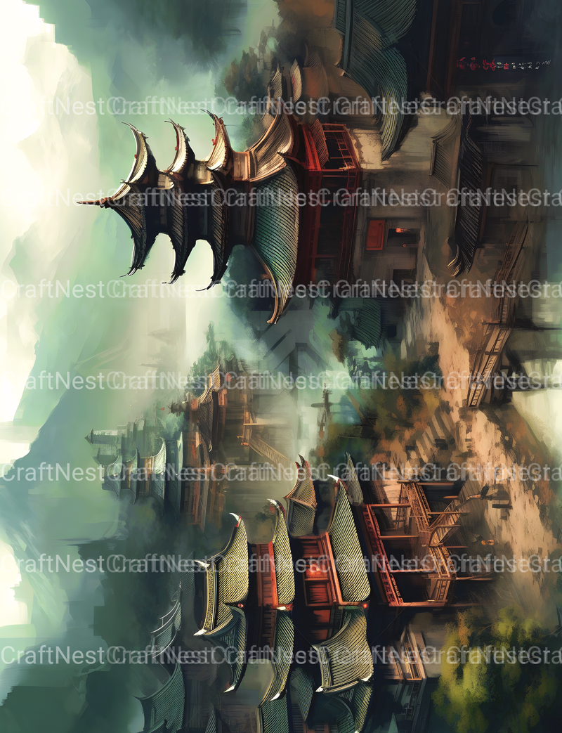 Old Chinese Village Coloring Book - CraftNest - Digital Crafting and Art