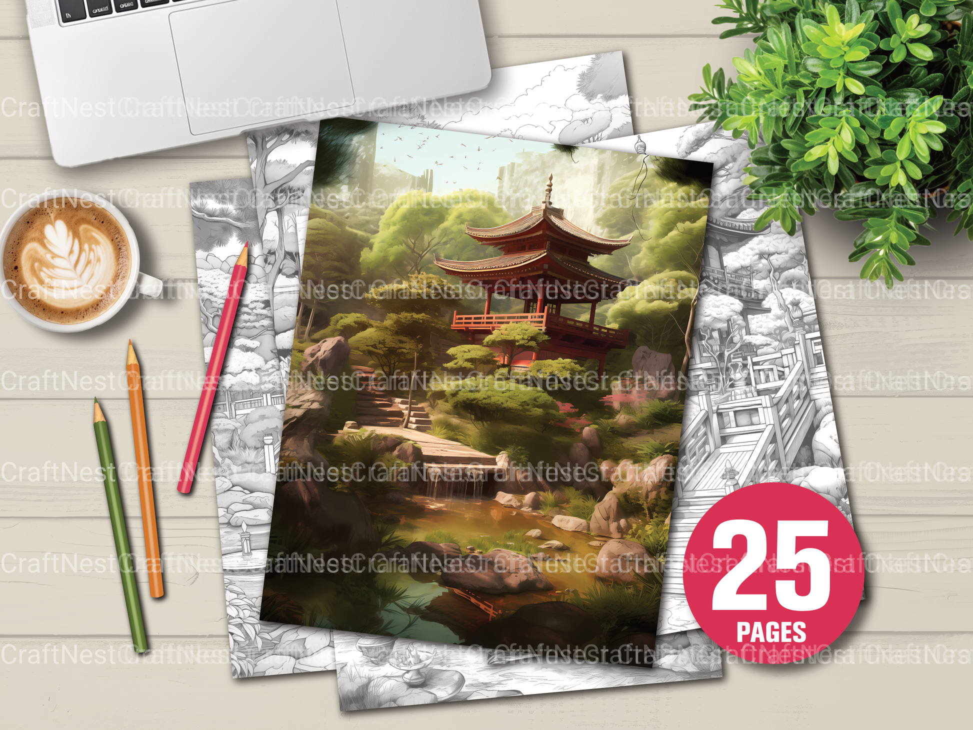 Japanese Garden Coloring Book - CraftNest - Digital Crafting and Art