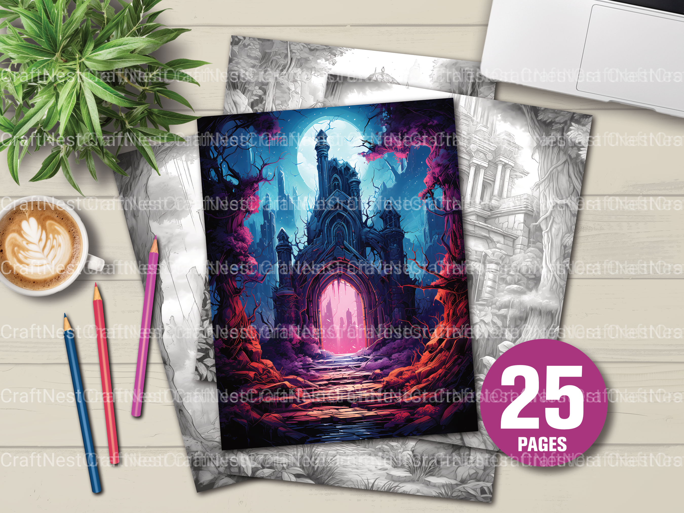 Lost Ruins Coloring Book - CraftNest - Digital Crafting and Art