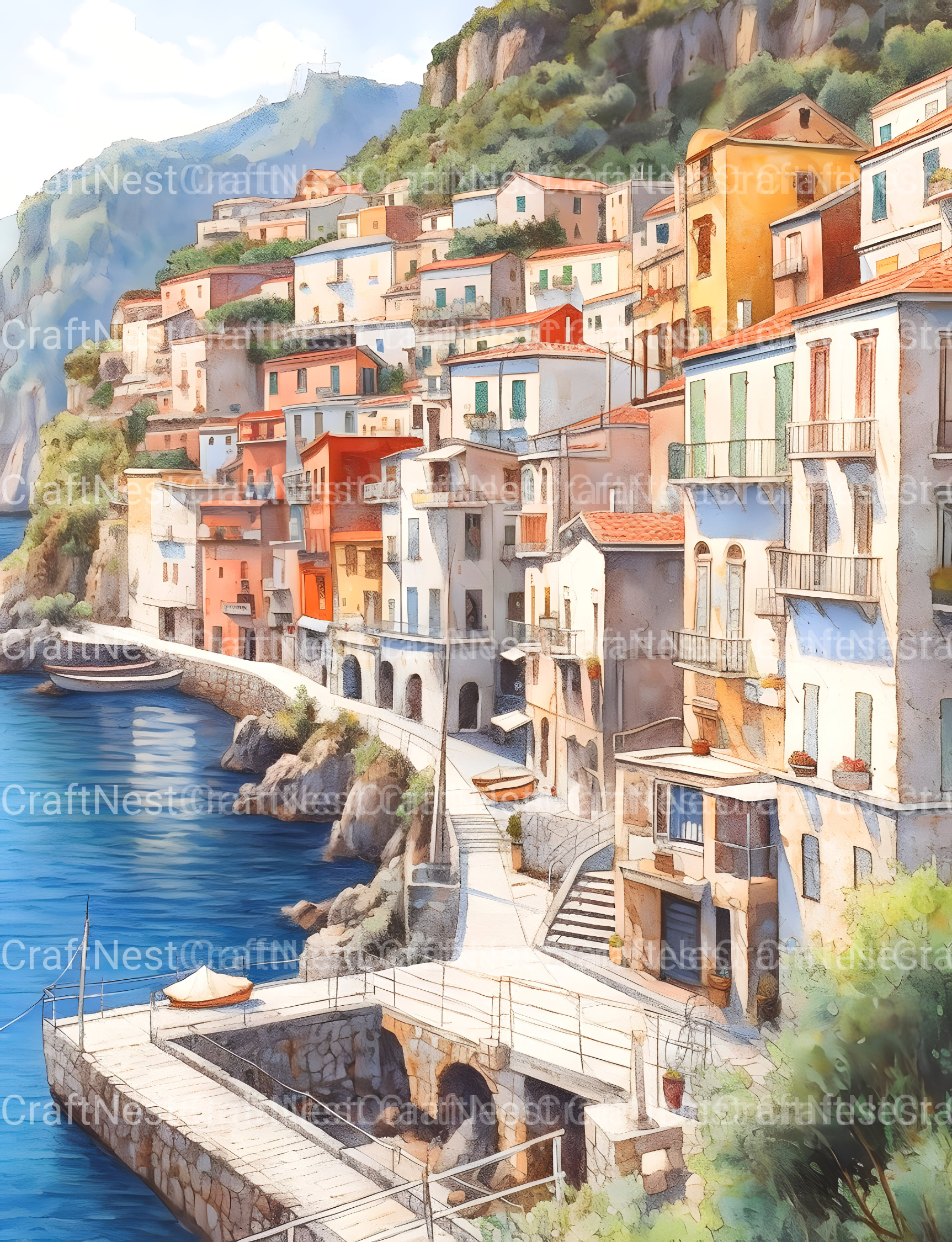 Italian Coastal Villages Coloring Book - CraftNest - Digital Crafting and Art