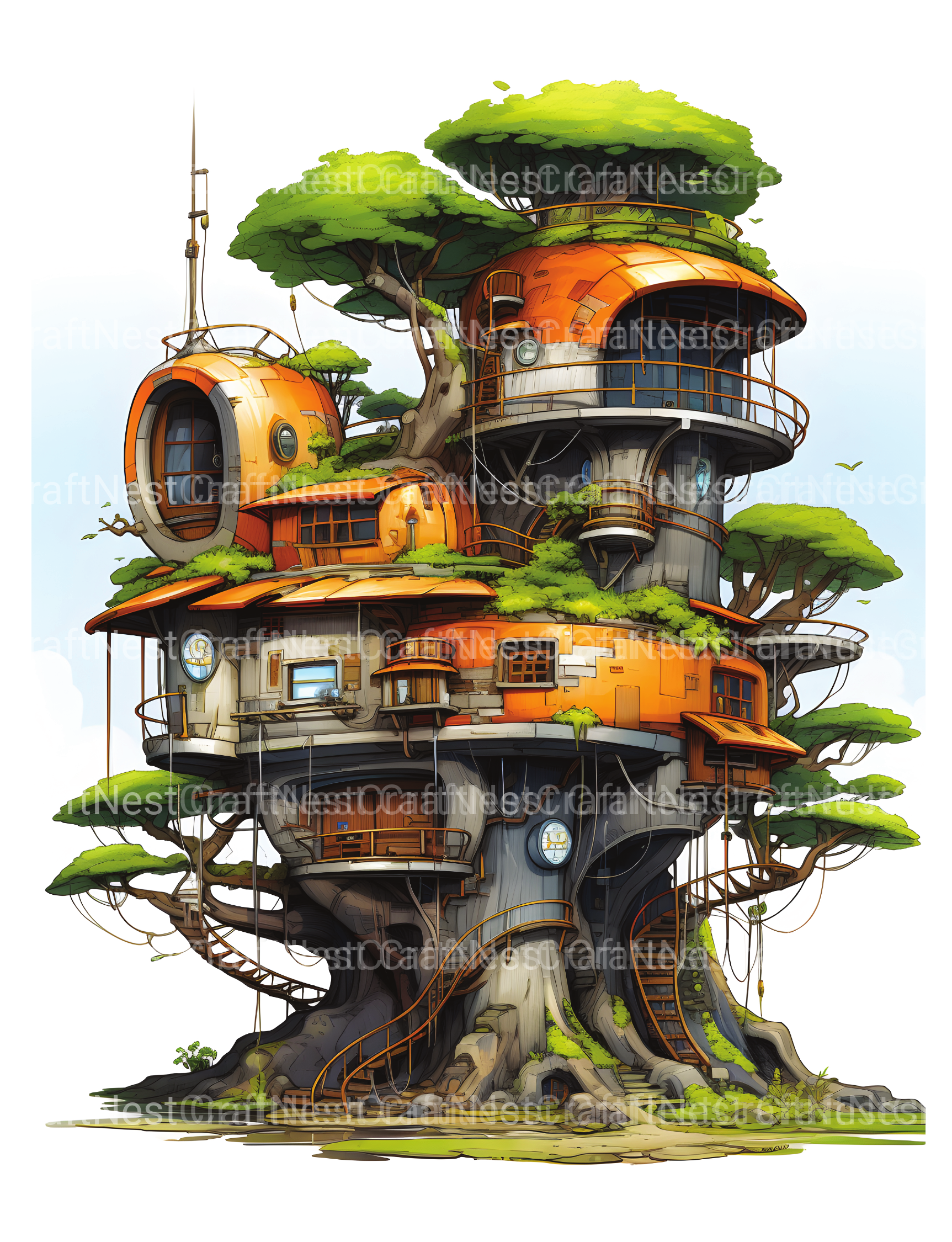 Future Treehouse Coloring Book - CraftNest - Digital Crafting and Art