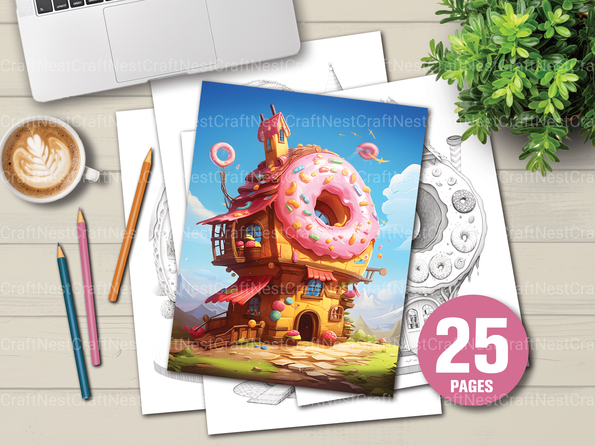 Donut House Coloring Book - CraftNest - Digital Crafting and Art