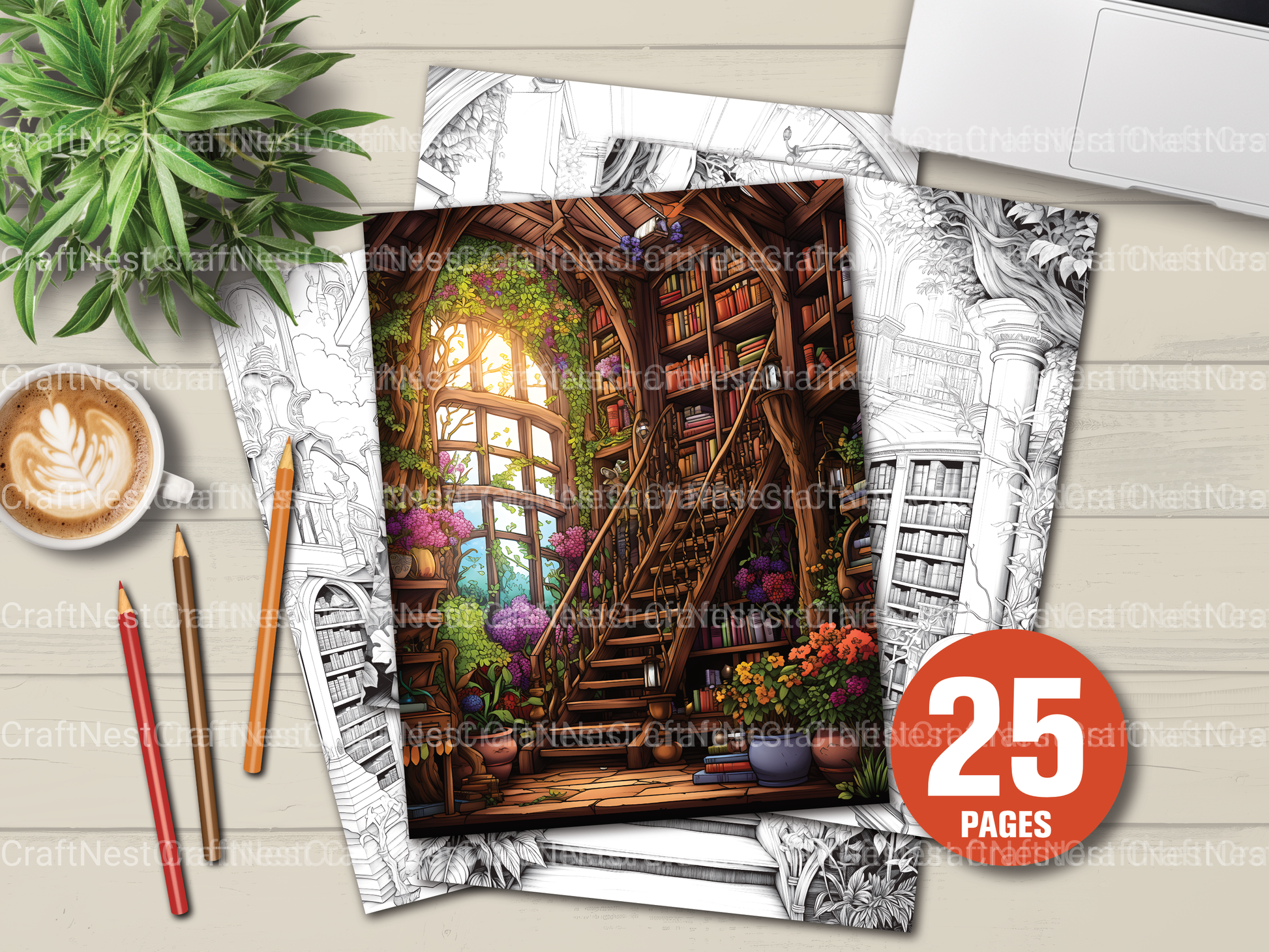 Enchanted Library Coloring Book - CraftNest - Digital Crafting and Art